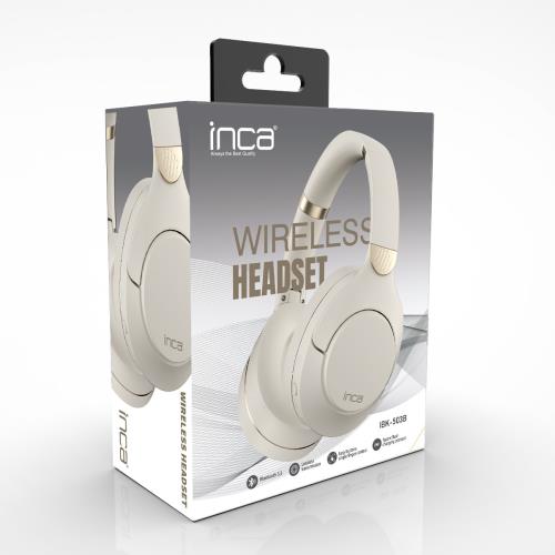 INCA Ibk-503b Kablosuz 5.3 Bluetooth Hafıza Kart Destekli Kulak Üstü Kulaklık Bej BEYAZ - Kulaklık/Mp3/Ses ürünleri tekmarshop.com'da